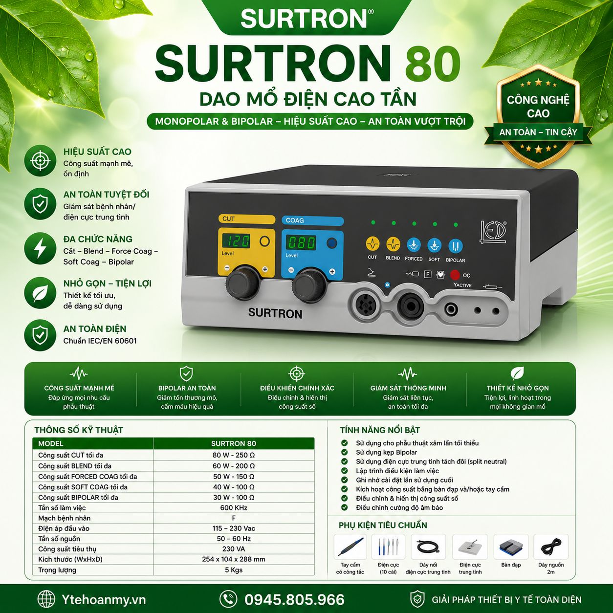 Dao mổ điện Surtron 80. Xuất xứ: Italia